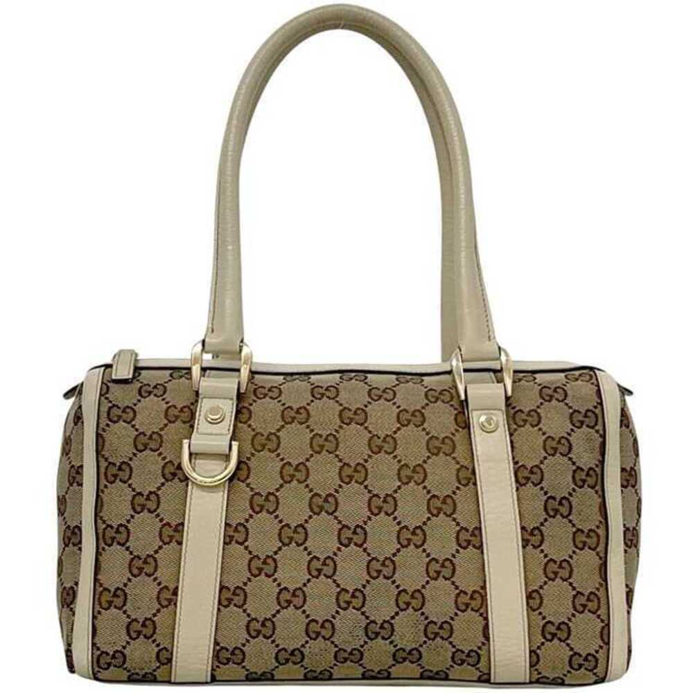 Gucci Boston Bag Beige White Abbey Handbag GG Zipper All over Pattern